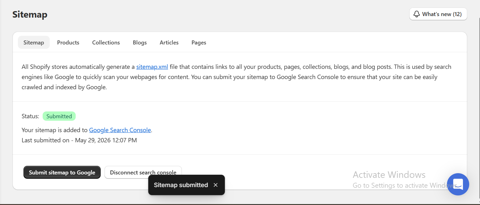 Sitemap Submitted